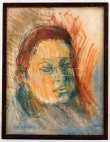 Olvashatatlan jelzéssel: Férfi fej, pasztell, papír, üvegezett fa keretben, 34,5×26,5 cm