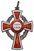 1914. "A Vörös Kereszt II. Osztályú Díszjelvénye hadidíszítménnyel" jelzetlen zománcozott ...