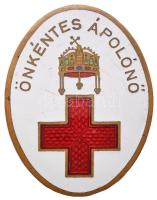 1920-1945. Önkéntes Ápolónő zománcozott fém jelvény (50x39mm) T:2 Hungary 1920-1945. Voluntary Nurse enamelled metal badge (50x39mm) C:XF