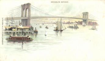 New York, Brooklyn Bridge, litho (13,6 X 8 cm) (EK)