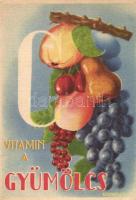 C Vitamin a gyümölcs, C-vitamin táblázat a hátoldalon / fruit, health propaganda, C-vitamin table on the backside s: Garamvölgyi (EK)