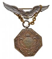 1898. "A Sportvilág Verseny Díja / II. díj 1898. IV. 24." jelzett Ag díjérem, sas formájú tartó láncon, a sas hátoldalán "ABEL WIEN" gyártói jelzés (33mm) T:2- Hungary 1898. "Award of the Sports World / Second place 24. IV. 1898." hallmarked Ag award medal with eagle shaped upper part, "ABEL WIEN" makers mark on the back of the eagle (33mm) C:VF