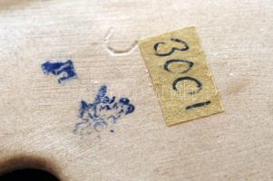 Jelzett porcelán bagoly, kézzel festett, hibátlan, 11x12x7cm