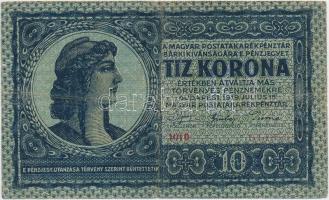 1919. Július 15. 10K zöldeskék T:III,III- Adamo K12