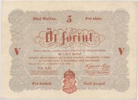 1848. 5Ft "Kossuth bankó" vörösesbarna T:III,III-