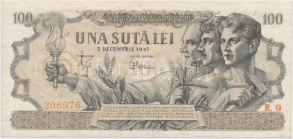 Románia 1947. 100L T:II-,III Romania 1947. 100 Lei C:VF,F