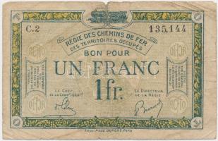 Franciaország 1923. 1Fr "Megszállt Területek Vasúti Igazgatása" T:III,III- France 1923. 1 Franc "Régie des Chemins de Fer des Territoires Occupés" C:F,VG