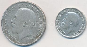 Nagy-Britannia 1914. 3p Ag "V. György" + 1921. 1Sh Ag "V. György" T:2-,3
Great B...