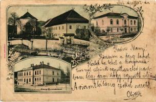 Besztercebánya, Evangélikus templom, leány iskola és gymnasium / Evangelical church, girl school and secondary school, floral (r)