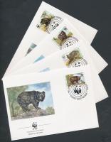 WWF Himalayan Black Bear set block of 4 + 4 FDC WWF Galléros medve sor négyestömb + 4 FDC