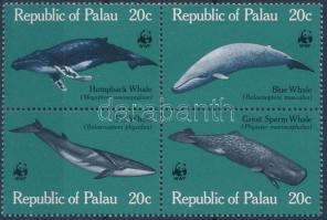 WWF bálnák négyestömb + 4 FDC WWF Whales block of 4 + 4 FDC