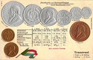 Transvaal - Set of coins, flag, Emb. litho (wet damage)