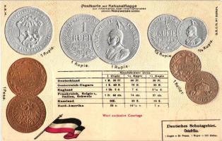 Deutsches Schutzgebiet. Ostafrika - Set of coins, flag, Emb. litho (wet damage)