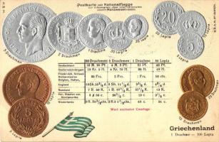 Greece - Set of coins, flag, Emb. litho (Rb)