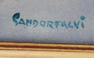 Sándorfalvi Sándor (1914-2010): Balaton part. Olaj, vászon, jelzett, keretben 50×70 cm