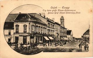 Eszék, Essegg, Osijek; Héderváry tér / square (cut)