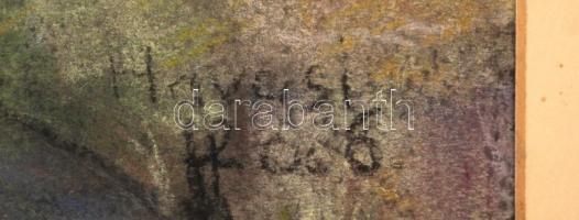 Szünderné Havasi Erzsébet (1947-): Lovasberényi utca. Pasztell, papír, jelzett, keretben, 30×40 cm