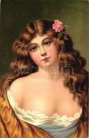 Lady, erotic art postcard, litho s: Frati (?) (fl)