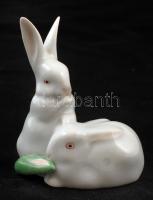 Herendi nyuszi pár,kézzel festett, jelzett, hibátlan, m:9cm / Herend white rabbit