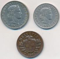 Svájc 1920B 10r Cu-Ni + 20r Cu-Ni + 1941B 2r Br T:2,2-
Switzerland 1920B 10 Rappen Cu-Ni + 20 Rappen...