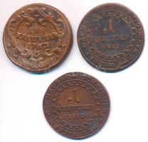 1763G 1kr Cu + 1812B 1kr Cu + 1812E 1 kr Cu T:2-,3