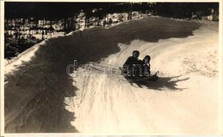 Ótátrafüred, télen, szánkózás / winter, bobsleigh, photo Hunfalvy