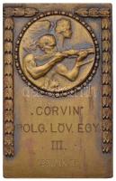 Sződy Szilárd (1878-1939) 1932. " 'Corvin' Polgári Lövész Egylet III. 1932.IX.25." jelzetlen Br emlékérem eredeti tokban (67x43mm) T:2