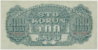 Csehszlovákia 1944. 100K "SPECIMEN" perforációval T:II Czechoslovakia 1944. 100 Korun "SPECIMEN" perforation C:XF