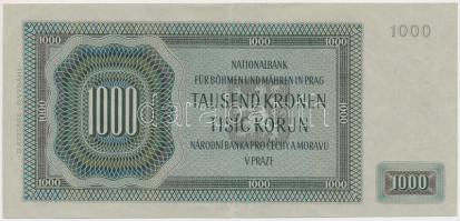 Német 3. Birodalom/Cseh-Morva Protektorátus 1942. 1000K 2. kiadás T:II 
German Third Reich/Protector...