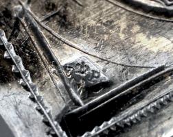 cca 1900 Gazdagon díszített ezüst táncrend, Ag., br.:59gr.,jelzett, 9,5x6cm