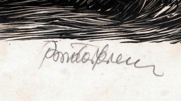 Bordás Ferenc (1911-1982): Erdőszéli házikó. Fametszet, papír, jelzett, üvegezett keretben, 26×21 cm