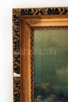 Sérült antik keretben nyomat, belső:42×58 cm, külső:53×68 cm