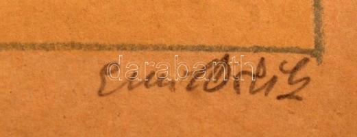 Olvashatatlan jelzéssel: Távol keleti utcakép. Litográfia, papír, pecséttel, 32×23 cm