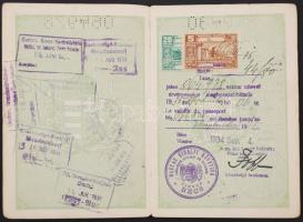 1933 Barnai Pál Valdemar (1884-?) színházigazgató fényképes útlevele sok pecséttel