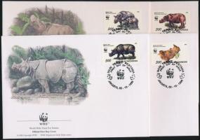 1996 WWF Orrszarvú négyestömb + 4 FDC Mi 1648-1651