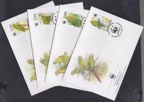 WWF papagáj sor + 4 FDC WWF parrot set + 4 FDC