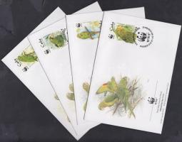 WWF papagáj sor + 4 FDC WWF parrot set + 4 FDC