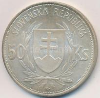 Szlovákia 1944. 50K Ag "Függetlenség 5. évfordulója" T:2- kis patina Slovakia 1944. 50 Korun Ag "5th Anniversary of Independence" C:VF small patina