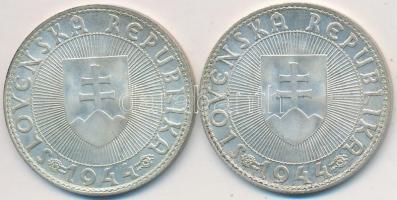 Szlovákia 1944. 10K Ag "Templomon kereszt" (2x) T:2
Slovakia 1944. 10 Koruna Ag "Cros...