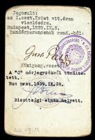 1929 Katonai fényképes igazolvány főhadnagy részére