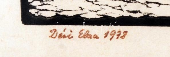 Déri Elza: Vár, Tárnok utca. Linó, papír, jelzett, üvegezett keretben, 17×24 cm