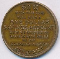 Amerikai Egyesült Államok / Ohio / Akron DN 50c Cu bank zseton T:2-
USA / Ohio / Akron ND 50 Cents C...