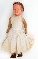 Régi baba, cellulóz fejű, szalmával? töltött végtagokkal és testtel, 37cm