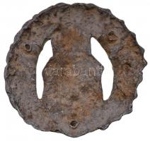 DN Ezüstözött fém címer jelvény, tű letört (35-36mm) T:2,2-