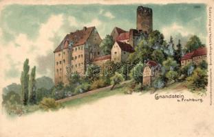 Gnandstein, castle, litho