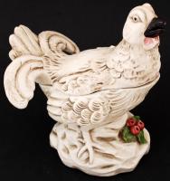 Bassano Italy porcelán leveses tál, kézzel festett, apró lepattanással, 21x19x13cm