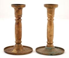 Antik gyertyatartó pár, m: 14-14,5 cm