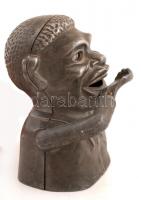 cca 1930 Négert formázó art deco pénznyelő szerkezet, mozgatható karral, m: 16,5 cm / 
cca 1930 Art ...