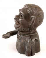 cca 1930 Négert formázó art deco pénznyelő szerkezet, mozgatható karral, m: 16,5 cm / 
cca 1930 Art ...