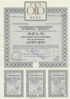 Budapest 1991. "OTP Bank" letéti jegye 50.000Ft-ról, szelvényekkel, bélyegzésekkel, lyukas...